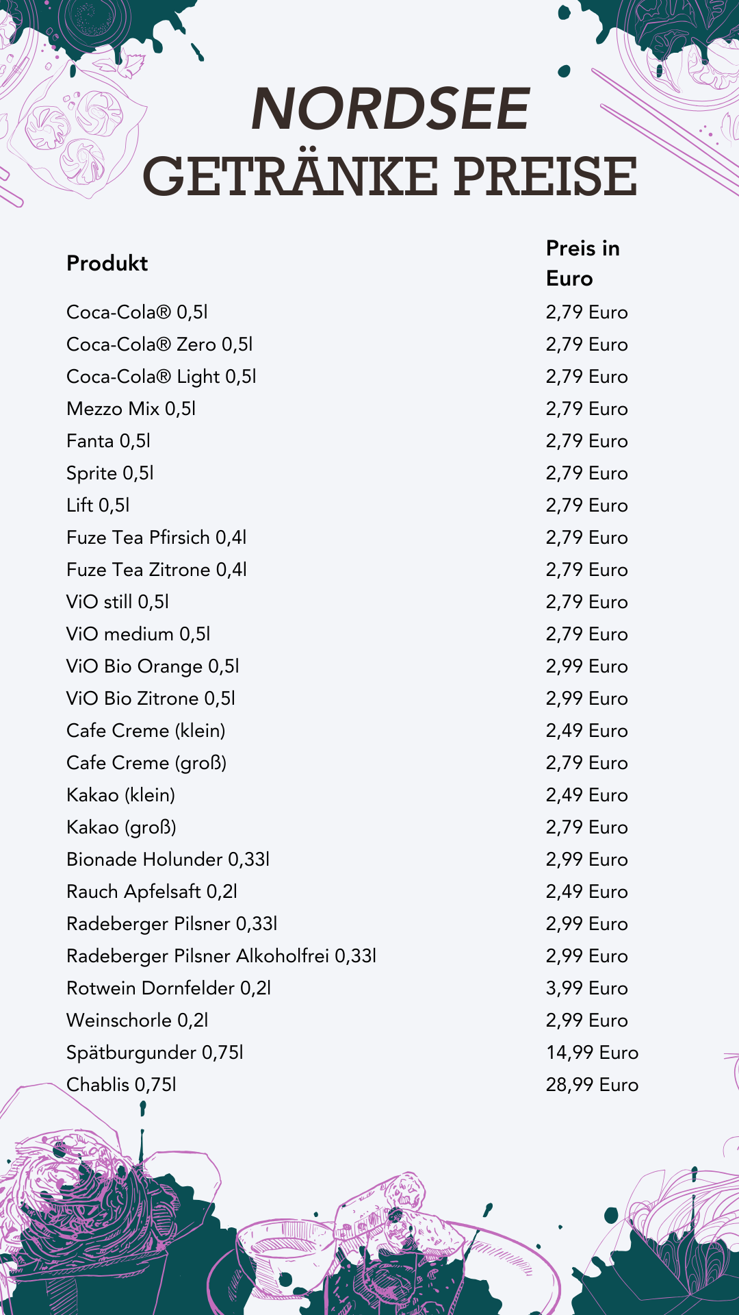 Getränke Nordsee Preise